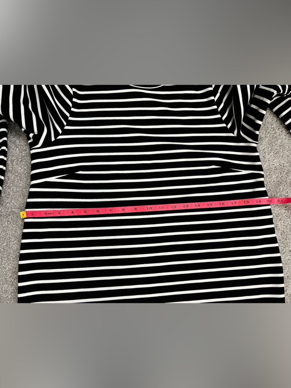 LOFT Striped Black White Crew Neck Long Sleeve Sz M Classic Relaxed Dress #E - Picture 9 of 10